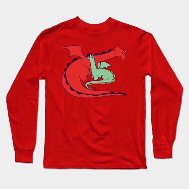 Red and Green Dragon Long Sleeve T-Shirt by saradaboru